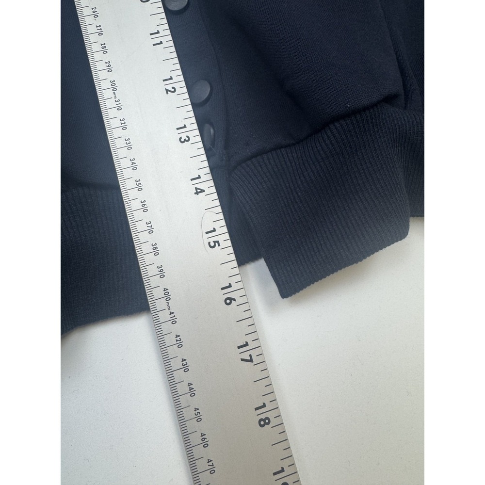 Latte Cropped Button-Front Balloon Sleeve Sweatshirt Navy - Picture 6 of 8